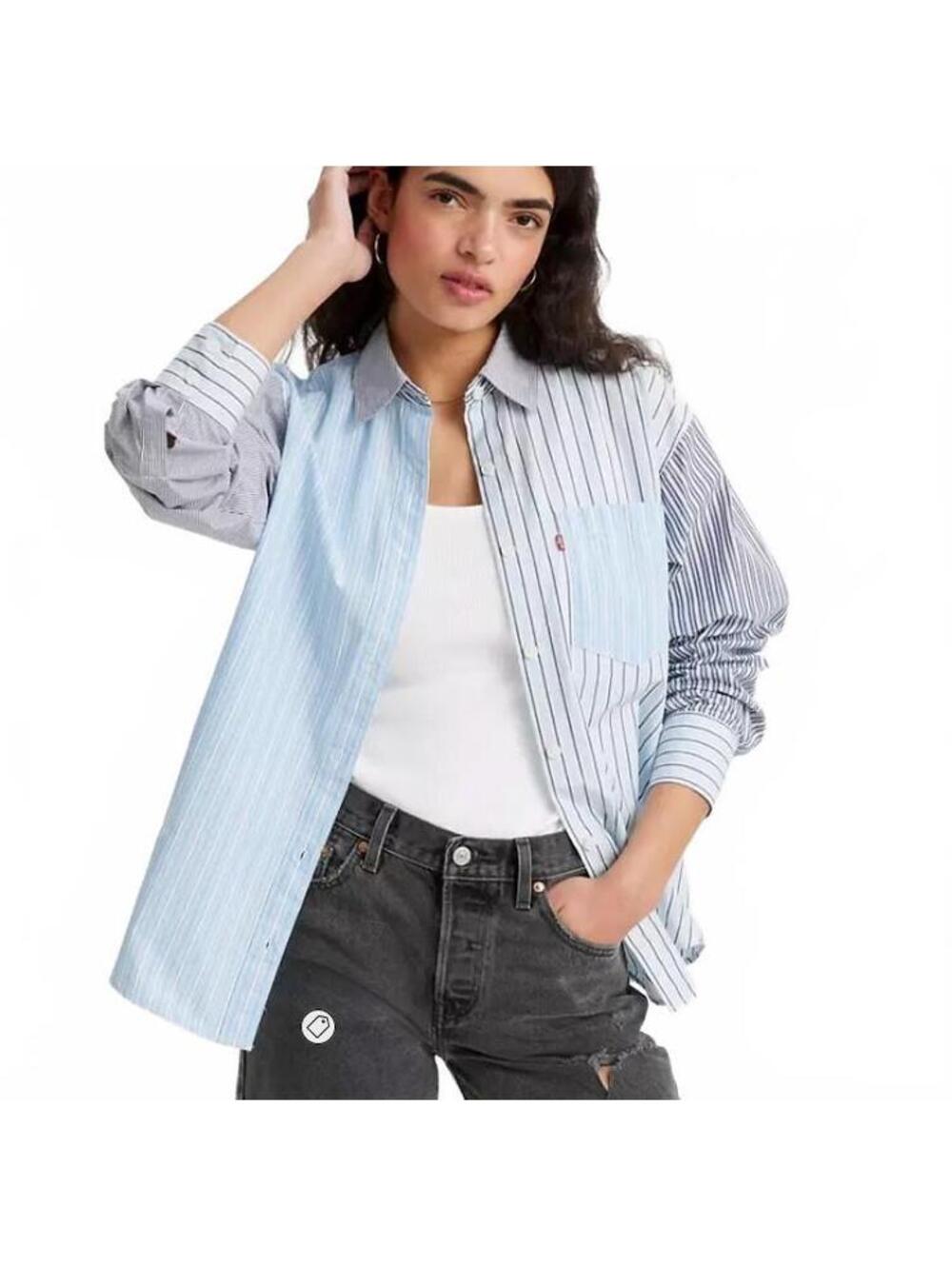 Levi's Nola Patchwork Button-Up Shirt Coastal Grandmother Preppy Normcore